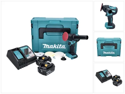 Obrázek produktu pro Akumulátorová leštička Makita DPV 300 RFJ 18 V 50 / 80 mm bez kartáčů + 2x akumulátor 3,0 Ah + nabíječka + Makpac