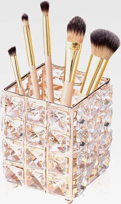 Produktbild von Schminktisch Organizer, Make Up Organizer Badezimmer Skincare Organizer für Eyeliners Lippenstift Wimperntusche Kristall Make-up Pinsel Halter für Frisiertisch Schlafzimmer und Badezimmer, Rosa