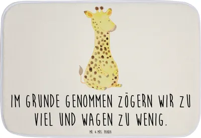 Produktbild von Mr. & Mrs. Panda Badematte Giraffe Zufrieden - Weiß - Geschenk, Duschvorleger, Afrika, Badezimmerteppich, Glück, Badteppich, Abenteuer, duschmatte, Badvorleger