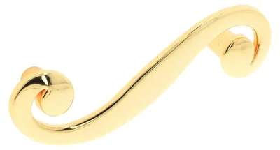 Productafbeelding van Handgreep voor meubels, gemaakt van zamac, met een afstand tussen de bevestigingsgaten van 64 mm, verguld. Set van 25 stuks