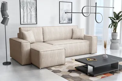 Produktbild von Emoebel24 Ecksofa mit Schlaffunktion und Bettkasten L-form 244x142x80 cm Denis Beige