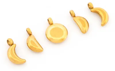 Produktbild von Vintageparts Anhänger Mondzyklus Edelstahl Gold 5 Stück