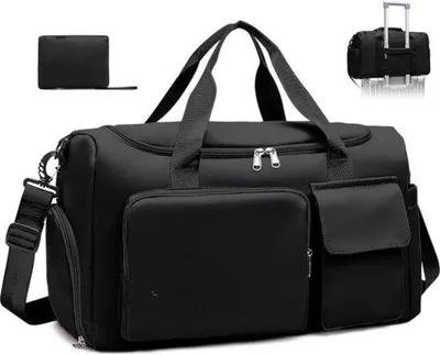 Produktbild von Gym-Tas für Jungen, groß, wasserdicht, mit Schuhfach und Feuchtetuch, Reise-Sporttasche, Fitness-Tasche, Schwarz