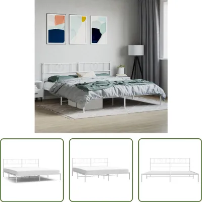 Produktbild von The Living Store Bettgestell mit Kopfteil Metall Weiß 180x200 cm
