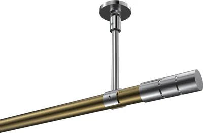 Produktbild von Interdeco Gardinenstange / Vorhangstange Messing Antik / Chrom, Typ Sonette Elanto (Rillenzylinder) ohne Ringe, Deckenmontage, 20 mm Ø 1-läufig, 400 cm
