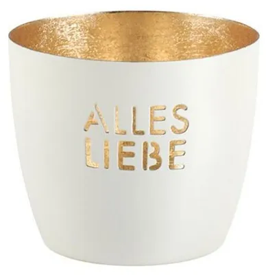Produktbild von Gift Company Windlicht Madras Alles Liebe Weiß/Gold