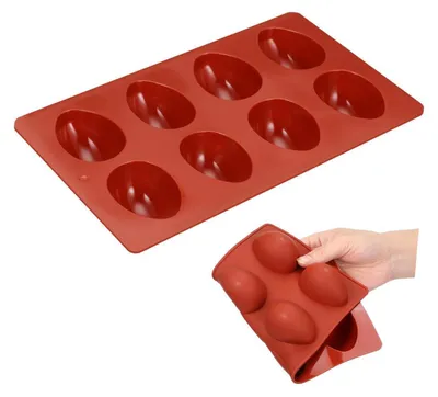 Productafbeelding van Siliconen bakvorm voor paaseieren, set van 2, 6,5 cm, met 8 holtes, antiaanbaklaag, geschikt voor chocolade, pralines, bakken en gieten