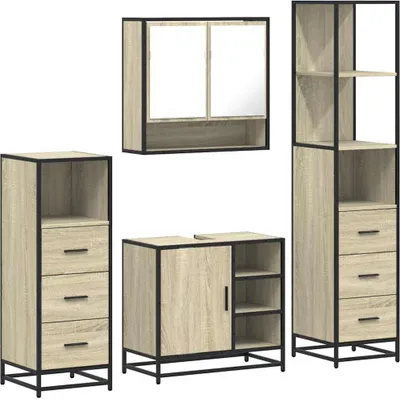Produktbild von 4-tlg. Badmöbel-Set Sonoma-Eiche Holzwerkstoff
