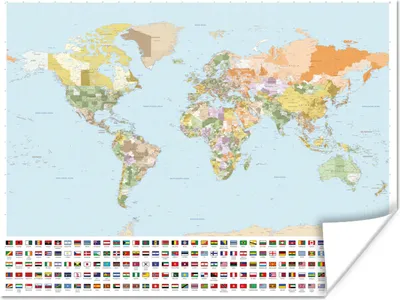 Produktbild von MuchoWow® Poster Weltkarte - Flagge - Orange - Grün 80x60 cm - Kunst für zu Hause