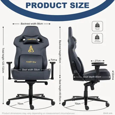 Immagine prodotto di Sedia ergonomica da ufficio - Sedia da ufficio confortevole - Sedia da lavoro - Sedia da gaming - Sedia per computer - Grigia