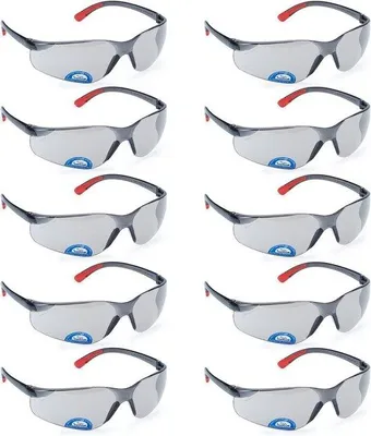 Produktbild von Arbeitsbrille mit UV-Schutz - Schutzbrille für die Augen - Augenschutzbrille Rot - Dunkel getönte Brille - 10 Stück - 99% UV-Filter.