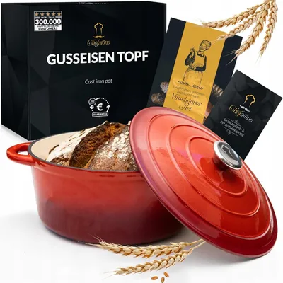 Produktbild von CHEFARONE Gusseisen-Topf emailliert 4,7L 26cm Induktion Ofen