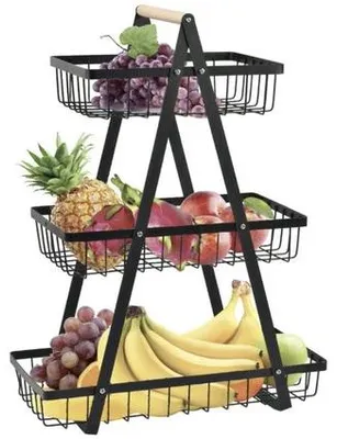 Produktbild von Famanu Obstkorb mit 3 Etagen - Metall, für Obst, Gemüse und Snacks