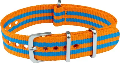 Produktbild von ClassicWatchStraps Nylon Uhrenarmband - Orange/Blau, 20 mm, Silber poliert
