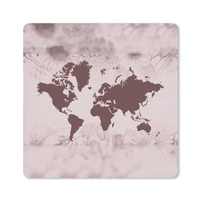 Produktbild von MuchoWow® Mauspad Mousepad Weltkarte - Blume - Rot 30x30 cm - Mousepads - Maus Mat - Pad - Mausunterlage - Gaming