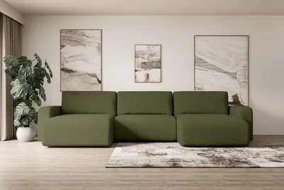 Produktbild von ALTDECOR Ecksofa mit Schlaffunktion und Bettkasten Corner Sofa Eckcouch Couch U-Form universal, links/rechts angeordnet Schlafcouch Ausziehbar Wohnlandschaft Schlafsofa KLEEA-U - 347x143x83cm Grün