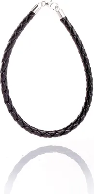 Produktbild von Geflochtenes Leder Armband Schwarz mit Silberverschluss Silber 925 Herrenschmuck Uni -22cm