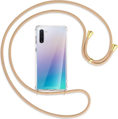 Produktbild von Handykette Backcover-Schutzhülle mit Band (Metall goldfarben) für Samsung Galaxy Note 10 (N970) - beige