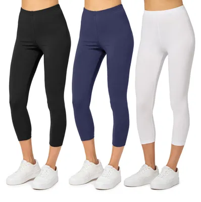 Produktbild von Merry Style Damen 3/4 Leggings aus Baumwolle (Schwarz/Navy/Weiß, M) MS10-199