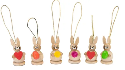 Holz-Hänger Hase natur klein, 6 Stück, ca. 3 cm