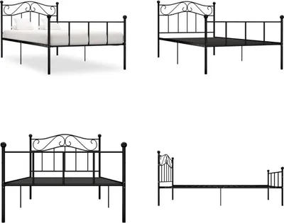 Image de vidaXL Cadre de lit noir métal 90×200 cm - Cadre de lit - Sommiers de lit - Cadre de lit