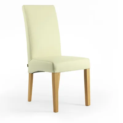 Produktbild von SIX Echt-Lederstuhl Massiv mit Nosag Federn Komfort Latexgurte Design Esszimmerstuhl Bambi Vollbezogen-Rindsleder Holzgestell Vollverleimt 150kg Belastbar Nussbaum Creme Weiss Eiche