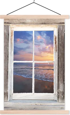 Produktbild von MuchoWow® Textilposter Aussicht - Strand - Meer 60x90 cm mit holzfarbenen Rahmen - Textil