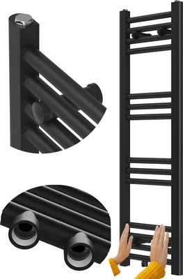 Obrázek produktu pro Granitan | Koupelnový radiátor Raven - 100x30 cm - Černý - Moderní design - Funkčnost a elegance