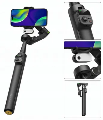 Zdjęcie produktu dla Gimbal do telefonu Aochuan Śledzenie AI Lampa Pilot Statyw Kijek Selfie / Smart V3 / Czarny