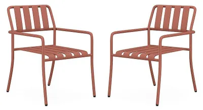 Produktbild von Set aus 2 stapelbaren Gartenstühlen aus Metall – Terrakotta – BIRMOS der Marke MYLIA