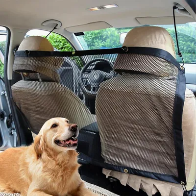 Image de Filet de sécurité pour chien, pour siège arrière de voiture, dimensions 115x62 cm, couleur noire. Filet de séparation pour chiens