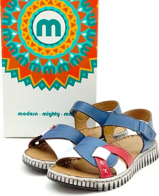 Produktbild von Manitu Damen Sandale mit Klettverschluss blau weiß rot 37