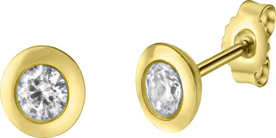 Produktbild von V Ohrstecker 375/- Gold 0,6cm gelb Zirkonia weiß 371320774-2