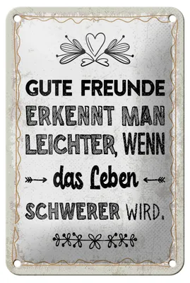 Produktbild von Blechschild Freunde erkennt man leichter, wenn Leben schwerer, 30 x 20 cm, Blechschilder Spruch Glück Weisheit
