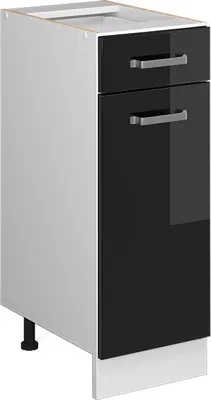 Produktbild von Küchenunterschrank Vicco R-Line Schwarz Hochglanz 30 cm ohne Arbeitsplatte, Model 41145