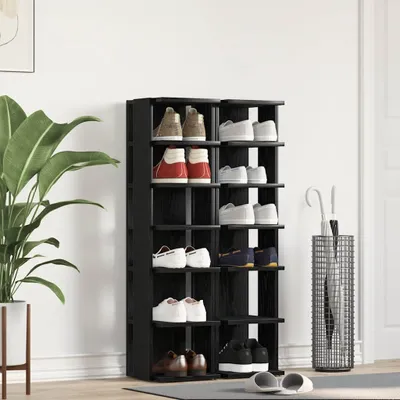 Produktbild von Möbel Schuhschränke 2 Stk. Schwarz Eichen-Optik 25x27x102 cm - Schuhregale &22936