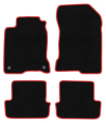 Produktbild von Velours-Fußmatten für Renault Laguna III 2007-2015 (Coupé) – 4-tlg, Schwarz/Rot, passgenau – Wielganizator CARLUX