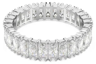 Produktbild von Swarovski Matrix Ring, Baguette-Schliff, Weiß, Silberfarbenes Finish