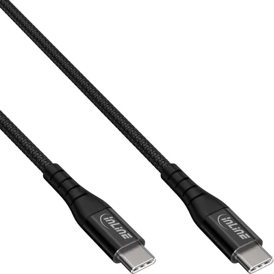 Produktbild von InLine USB 2.0 Kabel, USB-C Stecker/Stecker Schnellladekabel 100W, 1m, 1 m, USB C, USB C, USB 2.0, 0,48 Gbit/s, Schwarz