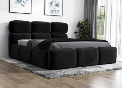 Produktbild von Polsterbett MIAMI 120x200 mit Matratze und Bettkasten. Farbe: Schwarz.