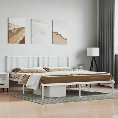 Produktbild von The Living Store Bettgestell mit Kopfteil Metall Weiß 180x200 cm