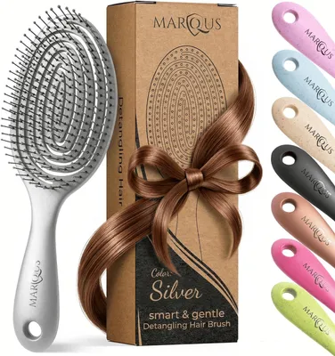 Produktbild von marQus Bio Haarbürste & Entwirrbürste ohne Ziepen – Silber