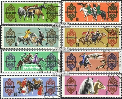 Produktbild von Briefmarken Mongolei 1965 Mi 385-392 (kompl.Ausg.) gestempelt Pferdezucht