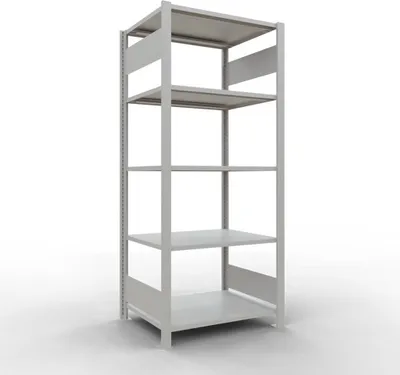 Produktbild von Schulte Büro-Fachbodenregal MULTIplus150 Stecksystem ohne Mittelanschlag | Grundregal | Fachlast 150kg | 180x75x60cm | 5 Ebenen | Beidseitig nutzbar | Lichtgrau