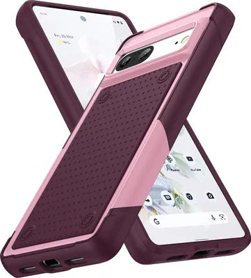 Produktbild von Für Google Pixel 7 Hülle Militärqualität Stoßfest Hybrid 2 in 1 Hart PC Weich TPU Handyhülle Pink Rot