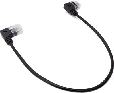 Produktbild von LAN Kabel 25 cm RJ45 8P8C STP Cat6 Stecker zu Stecker Winkel Adapter Schwarz