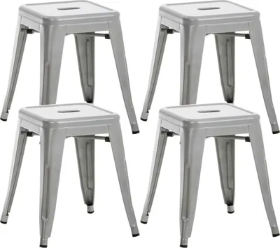 Produktbild von CLP 4er Set Hocker Armin aus Metall silber