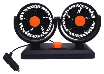 Zdjęcie produktu dla Podwójny wentylator samochodowy z 2 prędkościami i obrotem o 360° zasilany z gniazda zapalniczki samochodowej do SUV-ów, kamperów i ciężarówek DC24V 0,4A