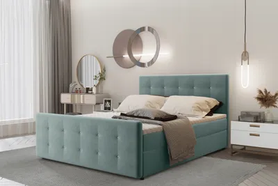 Zdjęcie produktu dla Łóżko kontynentalne AMOR z materacem 140x200 tkanina Soro zielony