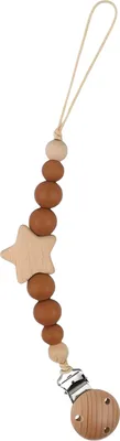 Produktbild von Zayno® Schnullerkette "Sternchen" in Braun | Silikon, Holz, Geschenk zur Geburt, Baby, Schnullerband, Halter, Silikon-Holz, Neugeborenes